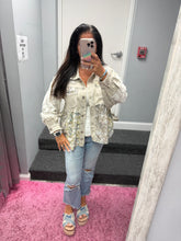 POL Twill & Crochet Lace Mix Balloon Sleeve Jacket - Cream or Powder Grey