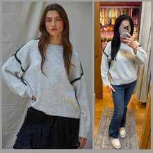 Manon Whipstitch Sweater - Light Heather Grey