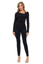 Ariella Metal Detail Cut Top - Black