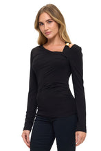 Ariella Metal Detail Cut Top - Black