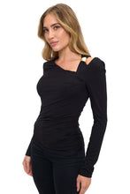 Ariella Metal Detail Cut Top - Black