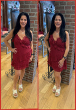 Asym Ruffled Dotted Woven Mini Dress - Black or Red