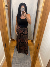 Smocked Waist Tiered Maxi Skirt - Black/Brown