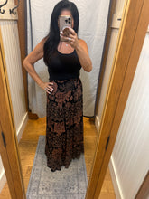 Smocked Waist Tiered Maxi Skirt - Black/Brown