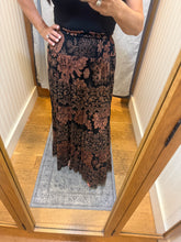 Smocked Waist Tiered Maxi Skirt - Black/Brown