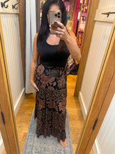 Smocked Waist Tiered Maxi Skirt - Black/Brown