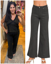 HIGH RISE WIDE LEG PINTUCK COLOR DENIM PANTS - BLACK OR RUM BROWN