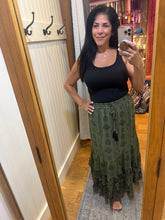 Printed Overdyed Wide-Leg Pants in Black/Olive