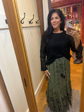 Printed Overdyed Wide-Leg Pants in Black/Olive