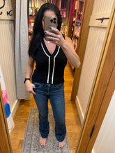 Contrast Embroidered Sweater Vest - Black