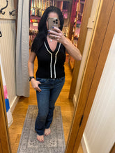 Contrast Embroidered Sweater Vest - Black