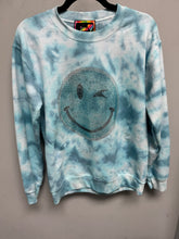 Bling Smiley On Evening Blue Tie Dye Pullover