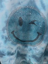Bling Smiley On Evening Blue Tie Dye Pullover
