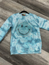 Bling Smiley On Evening Blue Tie Dye Pullover