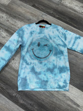 Bling Smiley On Evening Blue Tie Dye Pullover