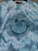 Bling Smiley On Evening Blue Tie Dye Pullover