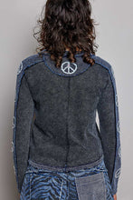 POL round neck long sleeve slim fit top in thermal with color blocked thermal patch, front pocket, double gauze peace patch