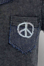 POL round neck long sleeve slim fit top in thermal with color blocked thermal patch, front pocket, double gauze peace patch