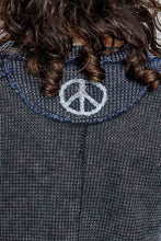 POL round neck long sleeve slim fit top in thermal with color blocked thermal patch, front pocket, double gauze peace patch