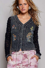 POL Lace Sleeve Thermal Top - Black