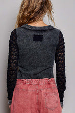 POL Lace Sleeve Thermal Top - Black