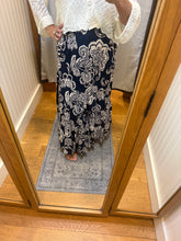 Printed Maxi Skirt Elastic Waist - Navy