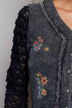 POL Lace Sleeve Thermal Top - Black