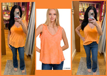 CRINKLE WASHED V-NECK SLEEVELESS TOP - ASSORTED COLORS