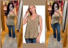 CRINKLE WASHED V-NECK SLEEVELESS TOP - ASSORTED COLORS