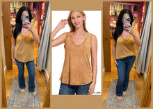 CRINKLE WASHED V-NECK SLEEVELESS TOP - ASSORTED COLORS