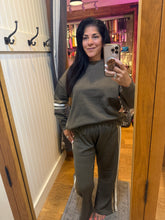 Vintage Havana Rust Brown W/ Tonal Brown Stripe Heather Fleece Mock eco