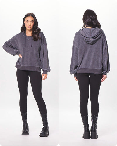VINTAGE HAVANA CHARCOAL CASHMERE FLEECE HOODIE
