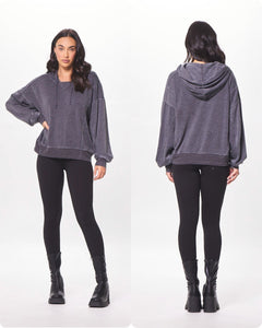 VINTAGE HAVANA CHARCOAL CASHMERE FLEECE HOODIE