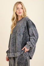 Mineral Washed Velvet Patched Terry Pullover Shirt - Assorted Colors