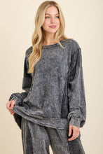 Mineral Washed Velvet Patched Terry Pullover Shirt - Assorted Colors