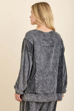 Mineral Washed Velvet Patched Terry Pullover Shirt - Assorted Colors
