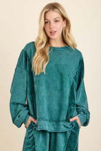 Mineral Washed Velvet Patched Terry Pullover Shirt - Assorted Colors