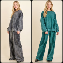 Mineral Washed Velvet Patched Terry Pullover Shirt - Assorted Colors