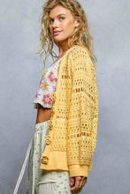 POL soft, open-knit sweater cardigan - Dandelion