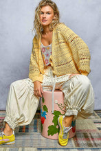 POL soft, open-knit sweater cardigan - Dandelion