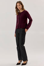 Covered Button Peplum Knit Cardigan