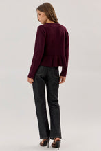 Covered Button Peplum Knit Cardigan