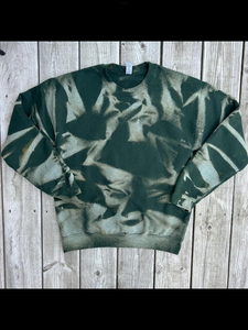 Hand Bleached Green Fleece Pullover