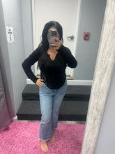 POL Round neck long sleeve outseam solid lace top - Black or White