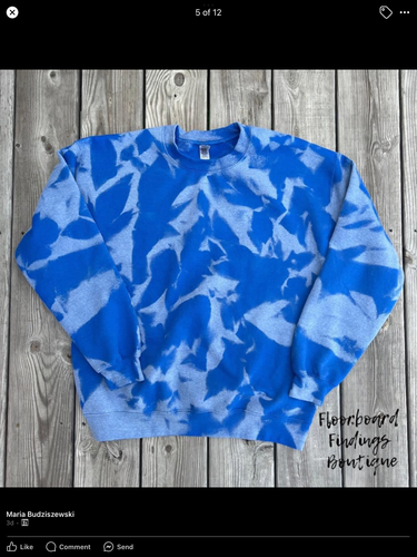 Hand Bleached Blue Fleece Pullover
