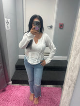 POL Round neck long sleeve outseam solid lace top - Black or White