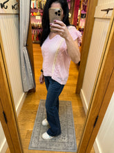 POL Stylish Ruffle V-neck boxy fit sweater top -Baby Pink
