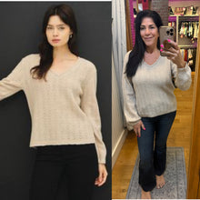 Lurex V-Neck Sweater Top - Champagne or H.Smoke