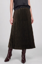 Metallic Special Pleated Midi Skirt - Brown