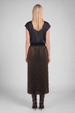 Metallic Special Pleated Midi Skirt - Brown
